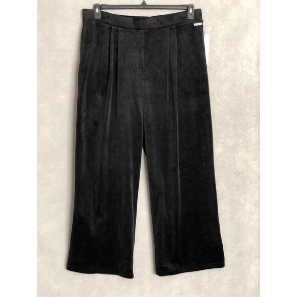 Calvin Klein Pants - Calvin Klein Pull-On Pant Women's Large Velvet Pleated Front Black NEW